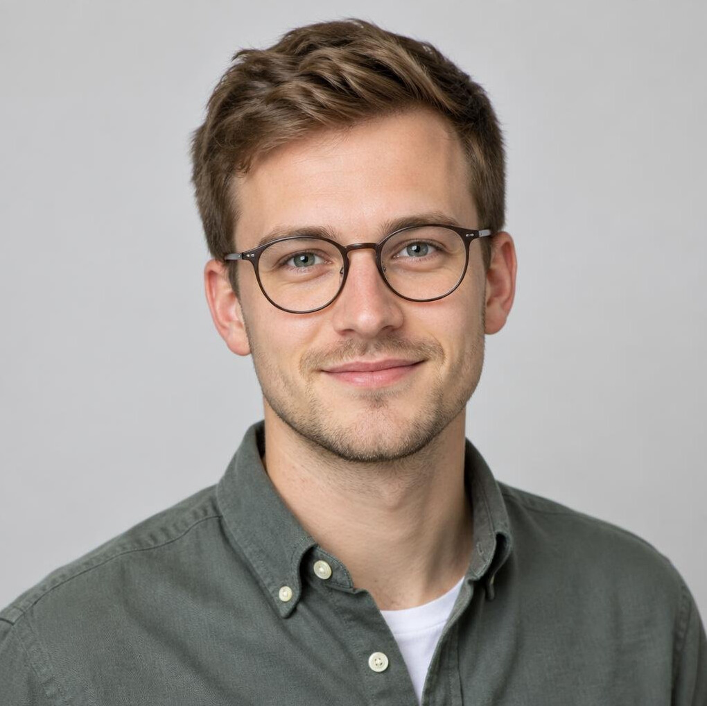 Studio portrait of a German man, data analyst