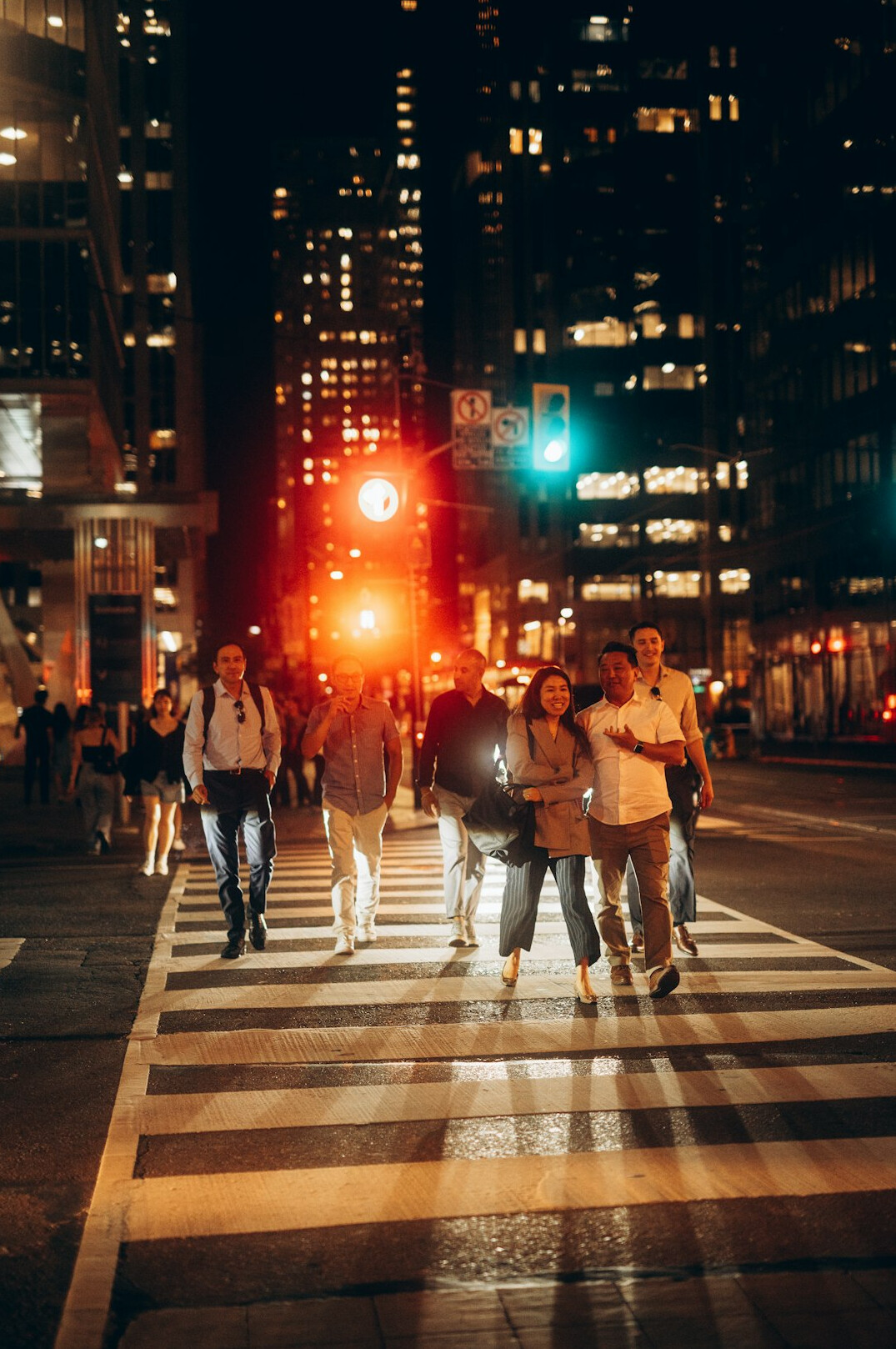 city street with people