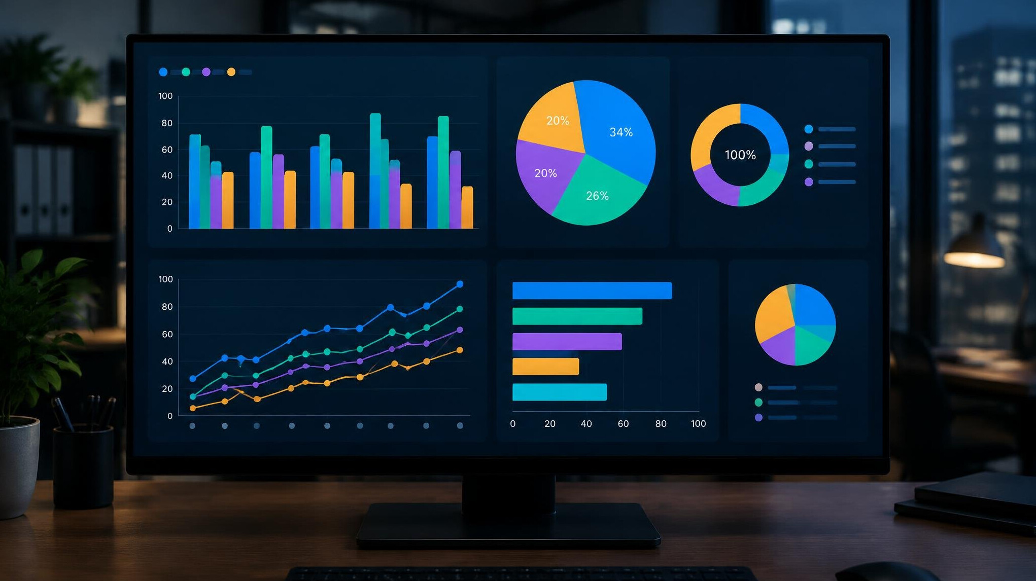 Data visualization dashboard displayed on a large monitor